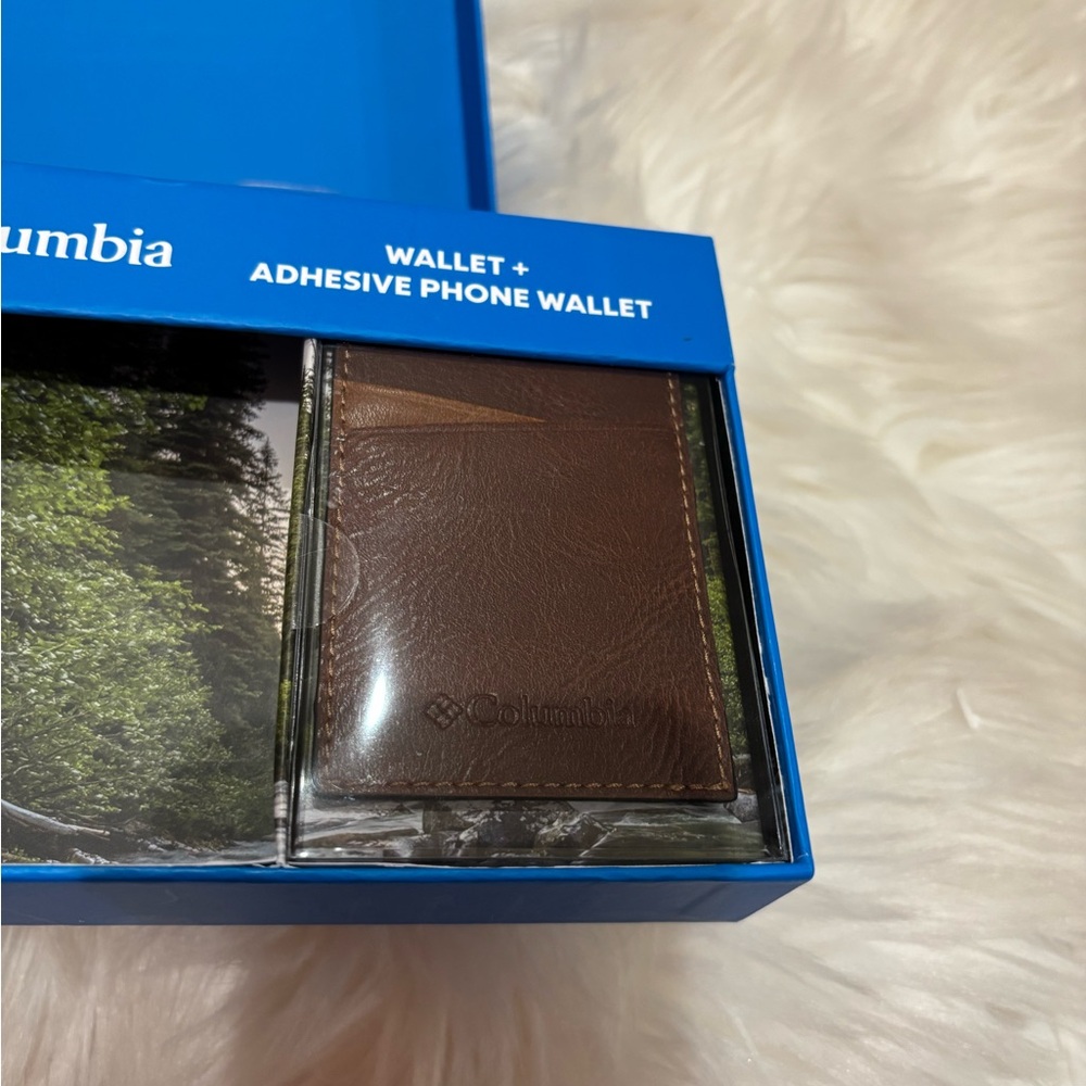 Columbia Brown Leather Wallet and Adhesive Phone wallet Set - Picture 10 of 12